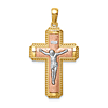 14k Two-tone Gold Rhodium INRI Crucifix Pendant 1in