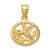 14k Yellow Gold Hummingbird Pendant in Oval Frame 1/2in