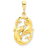 14kt Yellow Gold 1in Pisces Zodiac Pendant