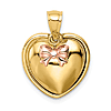 14k Yellow Gold Rose Rhodium Moveable I Love You Heart Pendant 1/2in