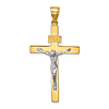 14k Two-tone Gold Smooth INRI Crucifix Pendant 1 1/4in