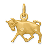 14k Yellow Gold Taurus Zodiac Charm with Diamond-cut Finish
