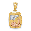 14k Two-tone Gold and Rhodium Baptism Pendant 1/2in