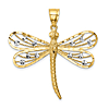 14k Yellow Gold and White Rhodium Dragonfly Pendant 1in