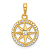 14k Yellow Gold and Rhodium Round Compass Pendant 1/2in