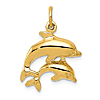 14k Yellow Gold Pair of Dolphins Pendant 5/8in