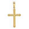 14k Yellow Gold Textured Cross Pendant With Rounded Ends 1.5in