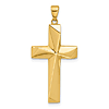 14k Yellow Gold Modern Latin Cross Pendant With Facets 1in