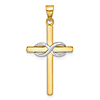 14k Two-tone Gold Infinity Cross Pendant 1in