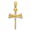 14k Yellow Gold Nails Cross Pendant With Polished and Textured Finish 3/4in