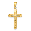 14K Yellow Gold Modest Crucifix Pendant With Polished Finish 3/4in