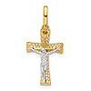 14k Two-tone Gold CZ Crucifix Pendant With Heart Ends 3/4in