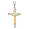 14k Two-tone Gold Diamond-cut Crucifix Pendant With Polished Finish 1.25in
