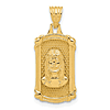 14k Yellow Gold Face of Jesus Dog Tag Pendant 3/4in