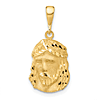 14k Yellow Gold Small Satin and Diamond-cut Jesus Pendant 5/8in