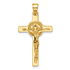 14k Yellow Gold Crucifix and St Benedict Pendant 1in