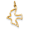 14kt Yellow Gold 3/4in Satin and Diamond-Cut Dove Charm