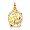 14kt Yellow Gold 1/2in Horse in Horseshoe Charm