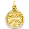 14kt Yellow Gold 1/2in Baseball Charm