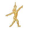 14k Yellow Gold Gymnast Pendant with Satin Finish 1in