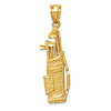 14k Yellow Gold Diamond-cut Golf Bag Pendant 1in