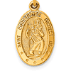 14kt Yellow Gold 5/8in Oval Saint Christopher Medal Charm