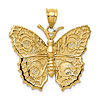 14k Yellow Gold Butterfly Pendant 1in