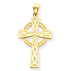 14k Yellow Gold 1 3/8in Polished Celtic Cross Pendant