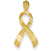 14kt Yellow Gold 5/8in Diamond-cut Cancer Awareness Ribbon Pendant