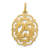 14k Yellow Gold 25th Birthday or Anniversary Pendant with Heart Border