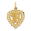 14k Yellow Gold Number 18 Heart Pendant