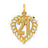 14k Yellow Gold Number 21 Heart Pendant