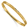 14k Yellow Gold Diamond-cut Floral Concave Hinged Bangle Bracelet 7in