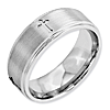 Cobalt 8mm Satin Wedding Band with Crosses