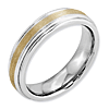 Cobalt 6mm Satin Wedding Band with 14kt Gold Inlay and Grooved Edges