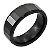 Black Ceramic 8mm Ring with Facets and Beveled Edges