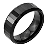 Black Ceramic Ring with Thin Facets and Beveled Edges 8mm