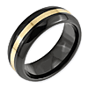 Black Ceramic 8mm Ring with 14kt Gold Inlay