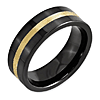 Ceramic 8mm Flat Ring with 14k Gold Inlay