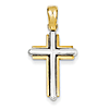 14k Two-tone Gold Cross Pendant with Rounded Tips 7/8in