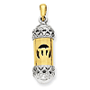 14k Two-Tone Gold 1in Mezuzah with Shin Pendant