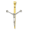 14k Two-Tone Gold 1 1/4in Abstract Crucifix Pendant