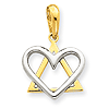 14k Two-tone Gold 9/16in Star of David Heart Charm