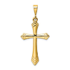 14k Yellow Gold Textured Passion Cross with Grooves 1.25in