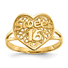14k Yellow Gold Fancy Sweet 16 Heart Ring