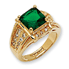 Gold-plated Swarovski Crystal Green Princess-cut Ring