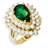 Gold-plated Swarovski Emerald Crystal and CZ Cocktail Ring Size 7