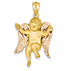14kt Two-Tone Gold 1 1/8in Angel Pendant