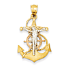 14kt Tri-color Gold 1 1/8in Mariners Cross