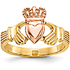 14k Yellow and Rose Gold Claddagh Ring